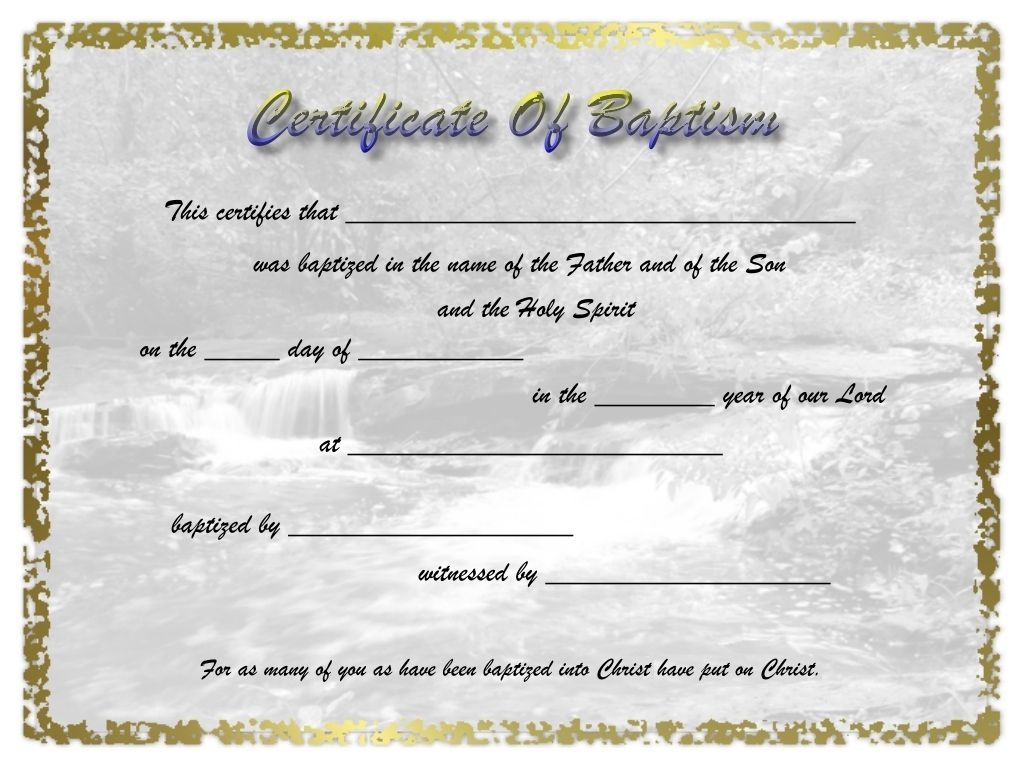 Printable Free Edit Baptism Certificate Template Word
