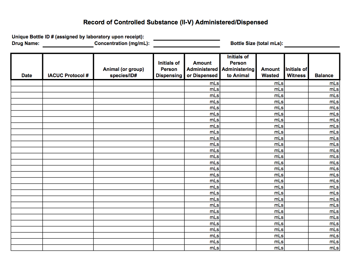 Printable Infection Control Log Template