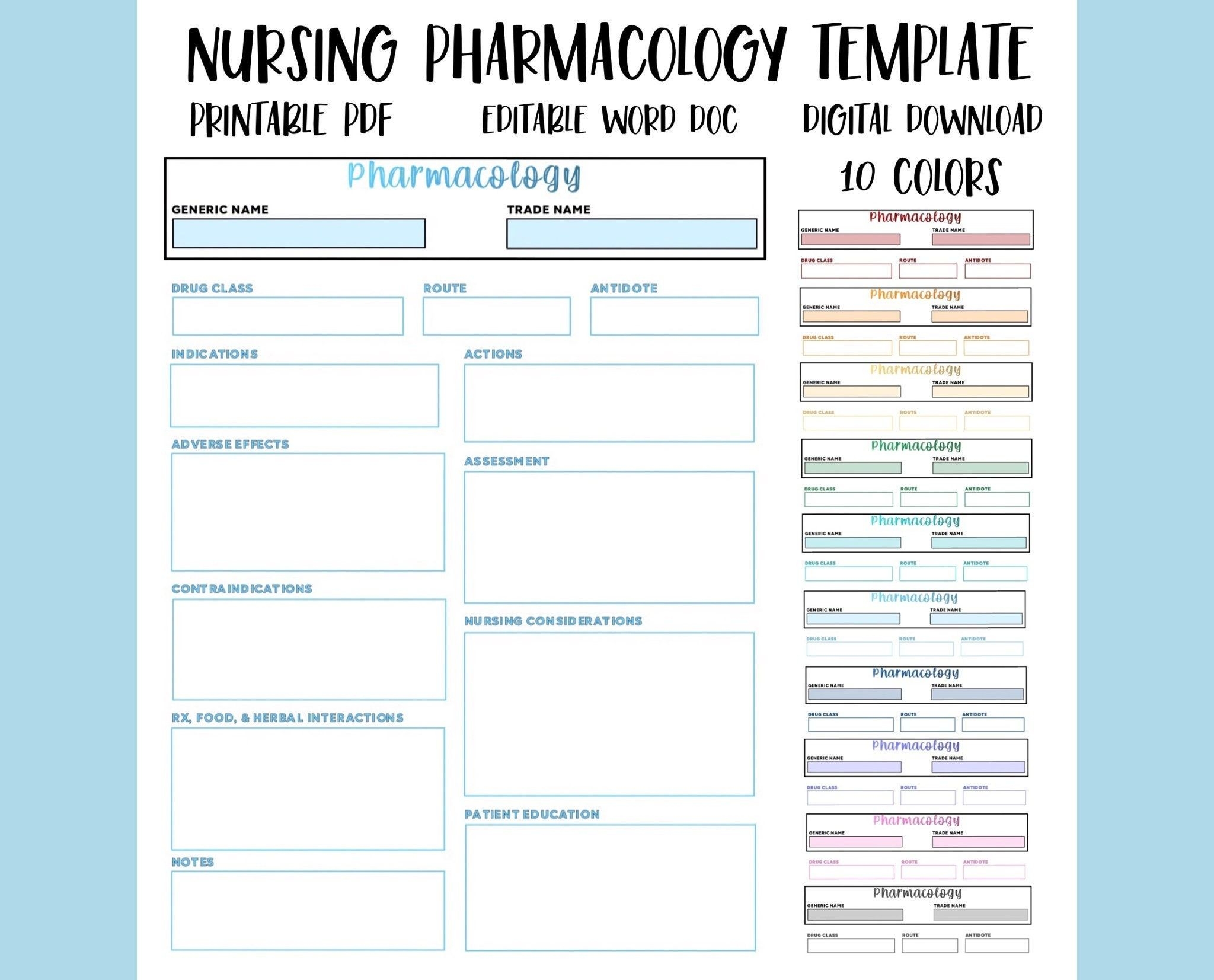 Free Printable Pharmacology Drug Card Template