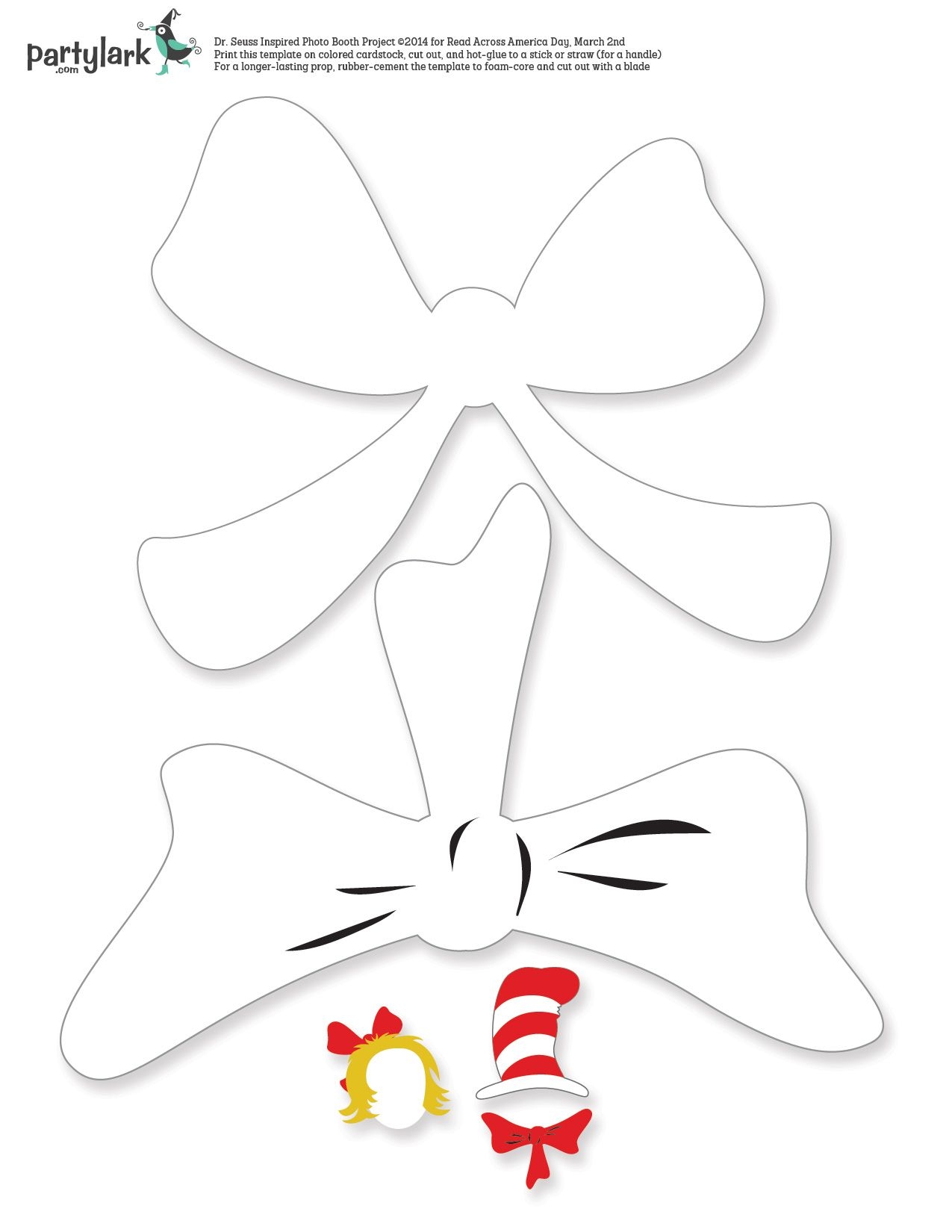 Printable Cat In The Hat Bow Template