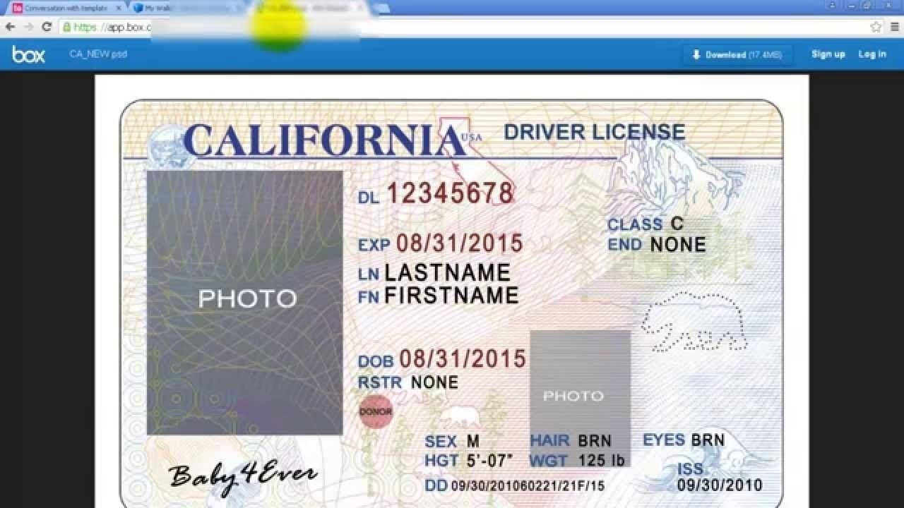Printable California Temporary Driver'S License Template