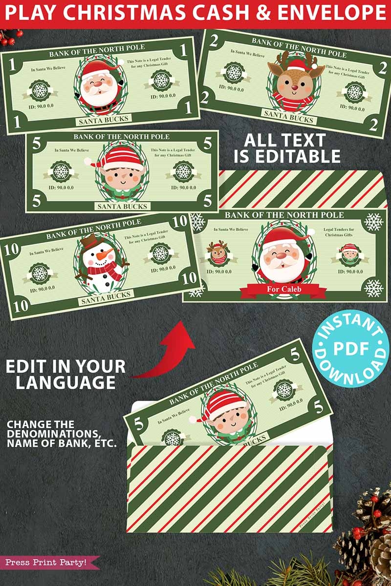 Printable Santa Bucks Template