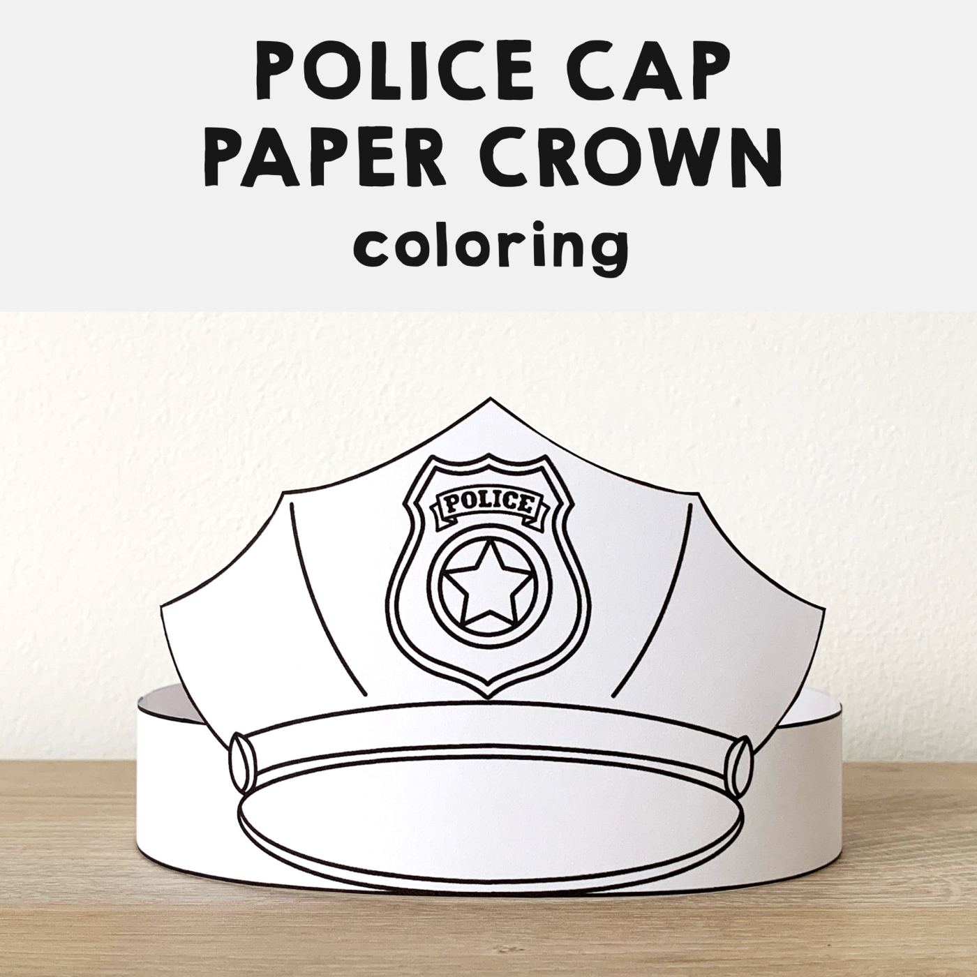 Police Hat Paper Crown Printable Coloring Craft Made By Teachers Police Hat Paper Hat Police Crafts
