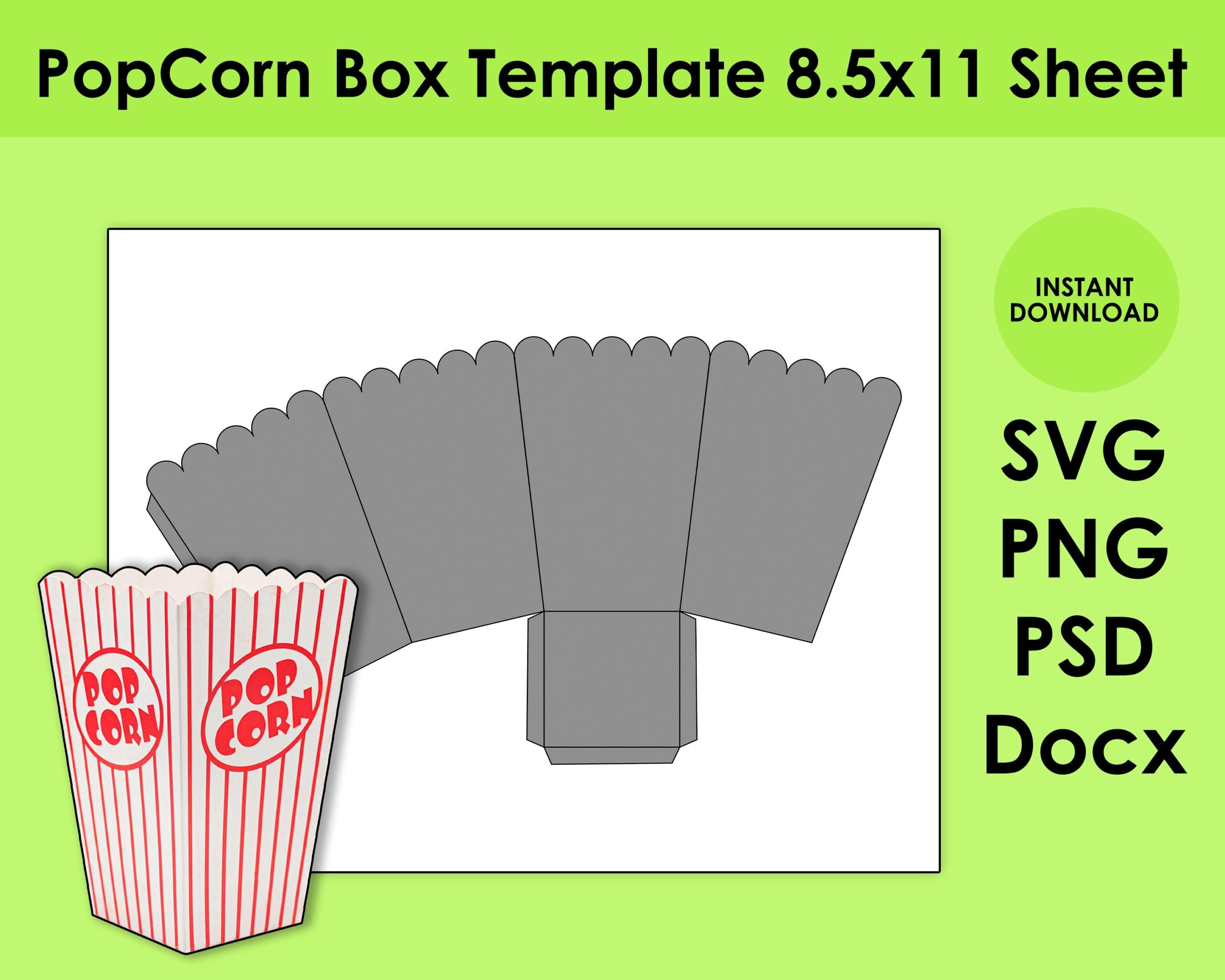 Printable Popcorn Box Template