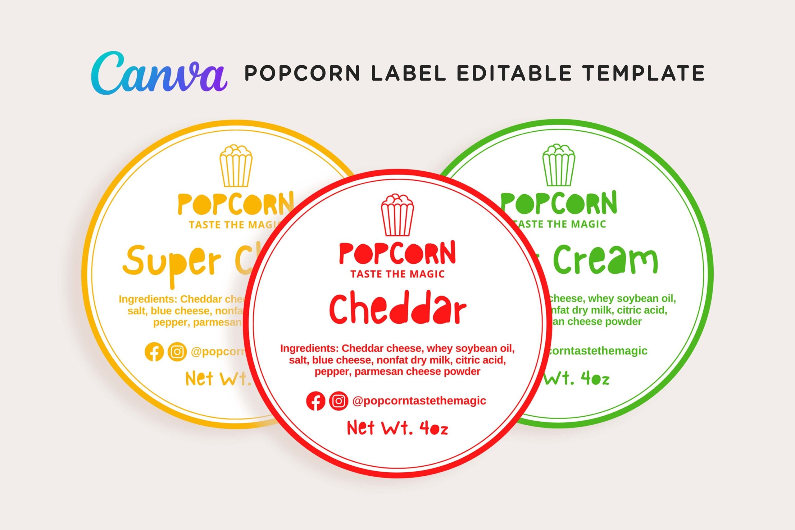 Printable Popcorn Label Template
