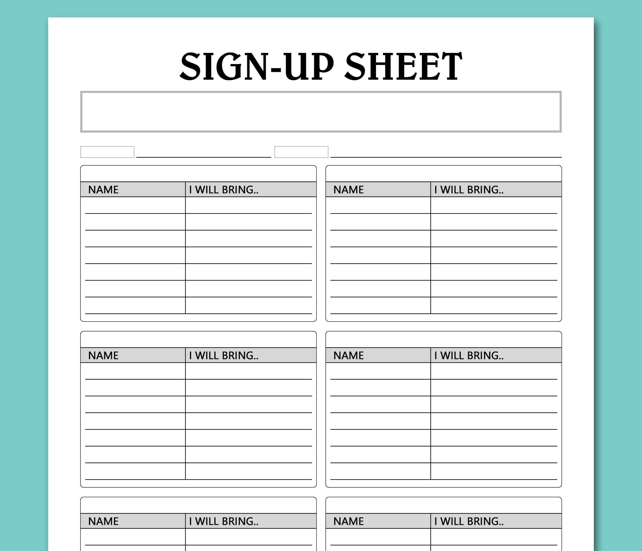 Free Printable Potluck Sign Up Sheet Template