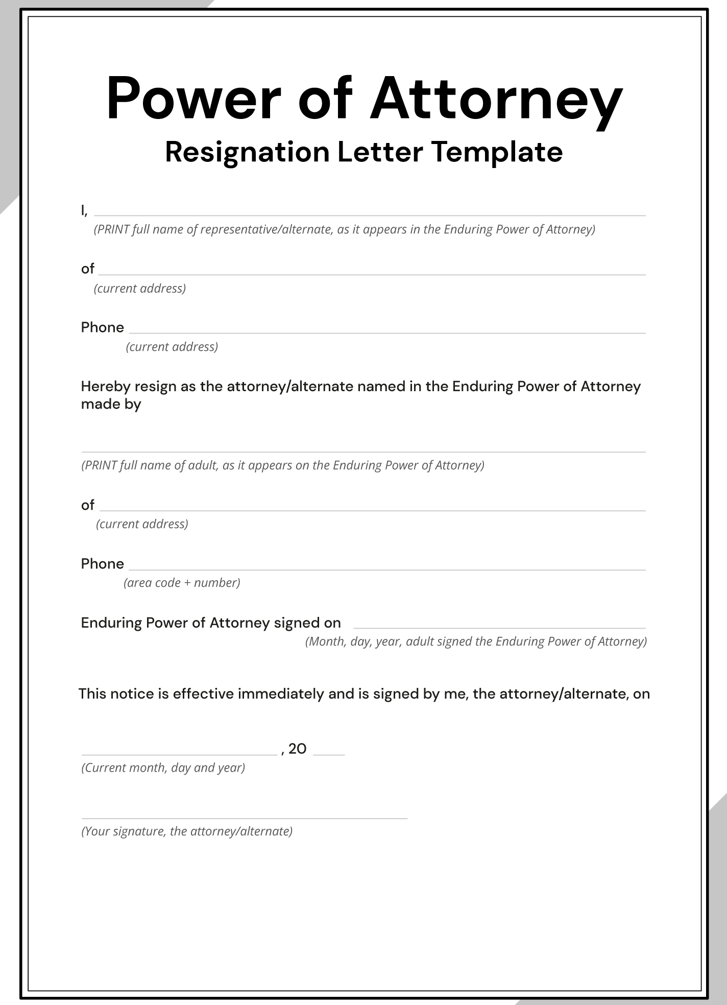Power Of Attorney Resignation Letter Free Google Docs Template Gdoc io