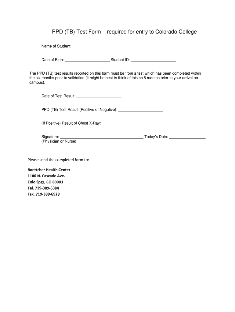 Employment Printable Tb Skin Test Form Template