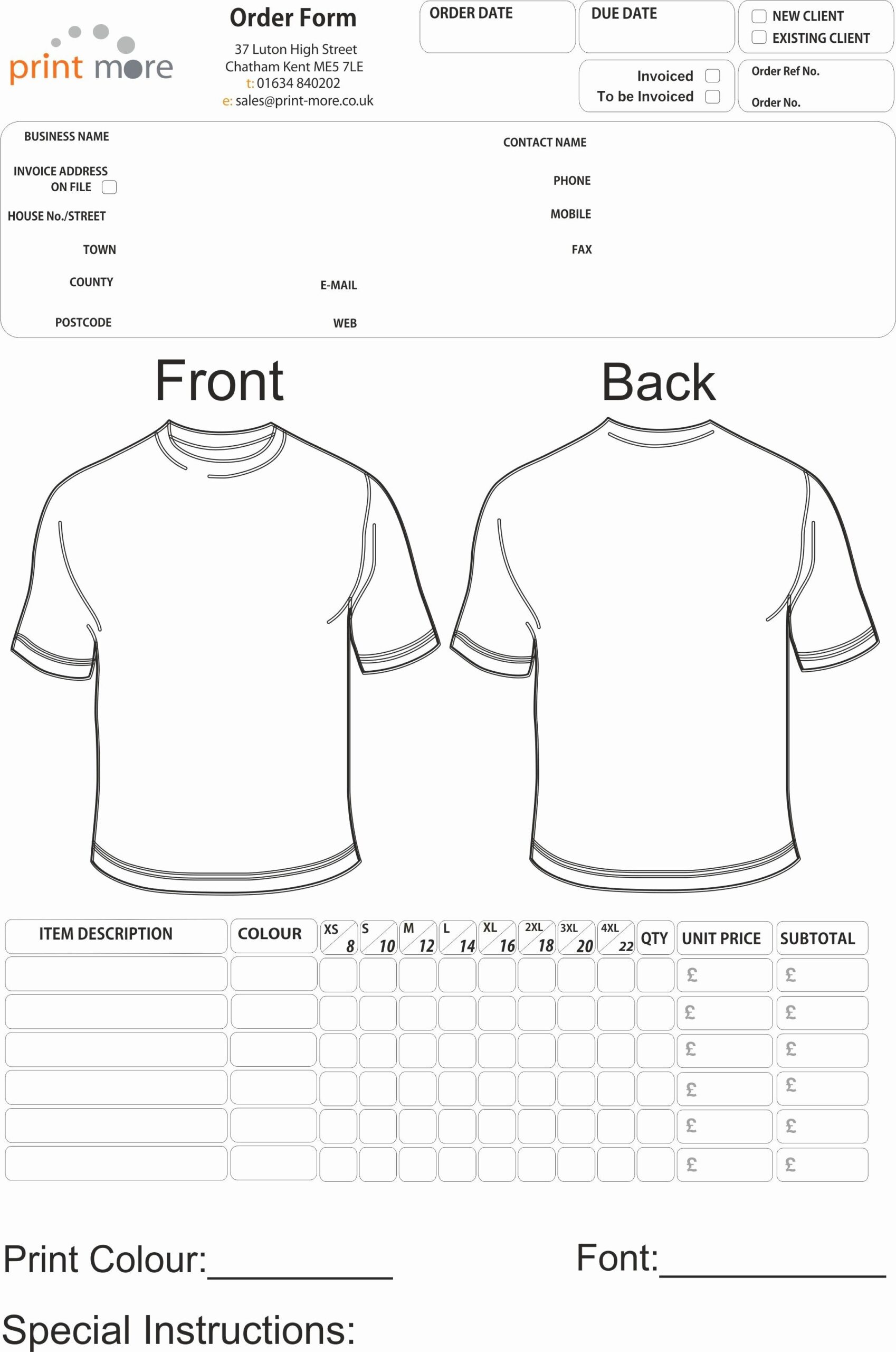 Free Printable T Shirt Template