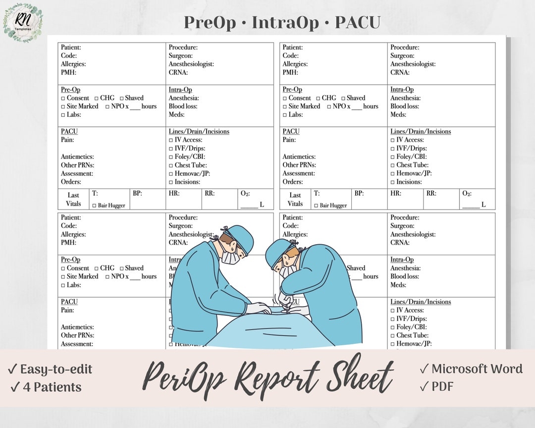Printable Pacu Handoff Template