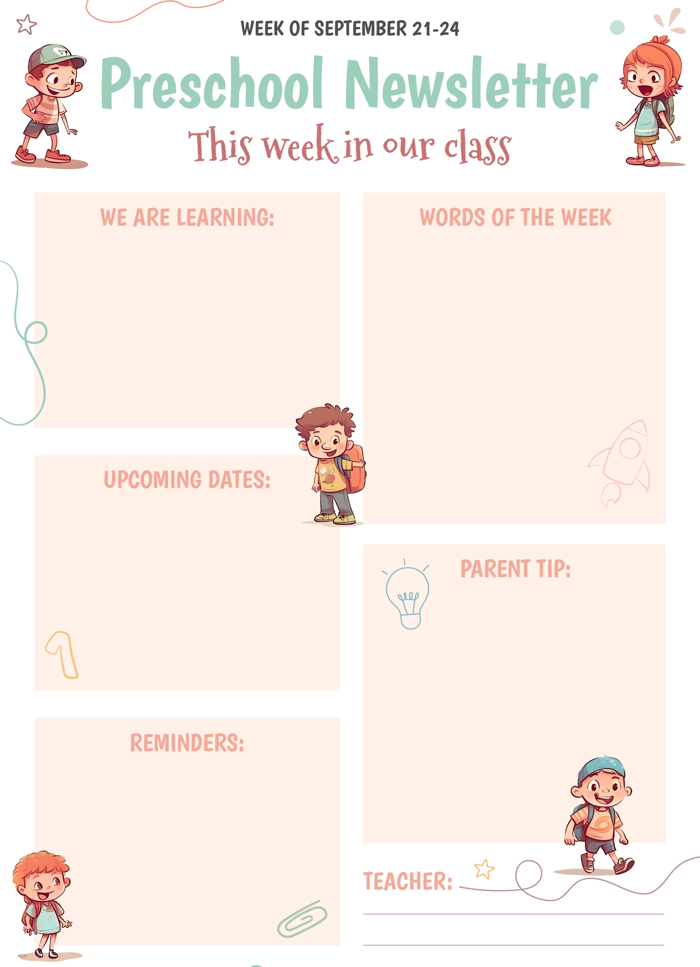 Preschool Newsletter Free Google Docs Template Gdoc io