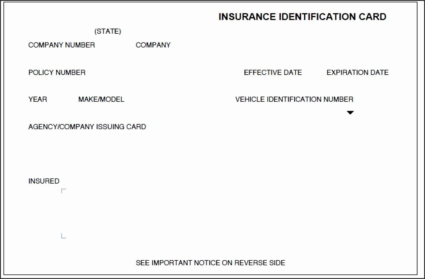 Downloadable Printable Fillable Fake Car Insurance Card Template