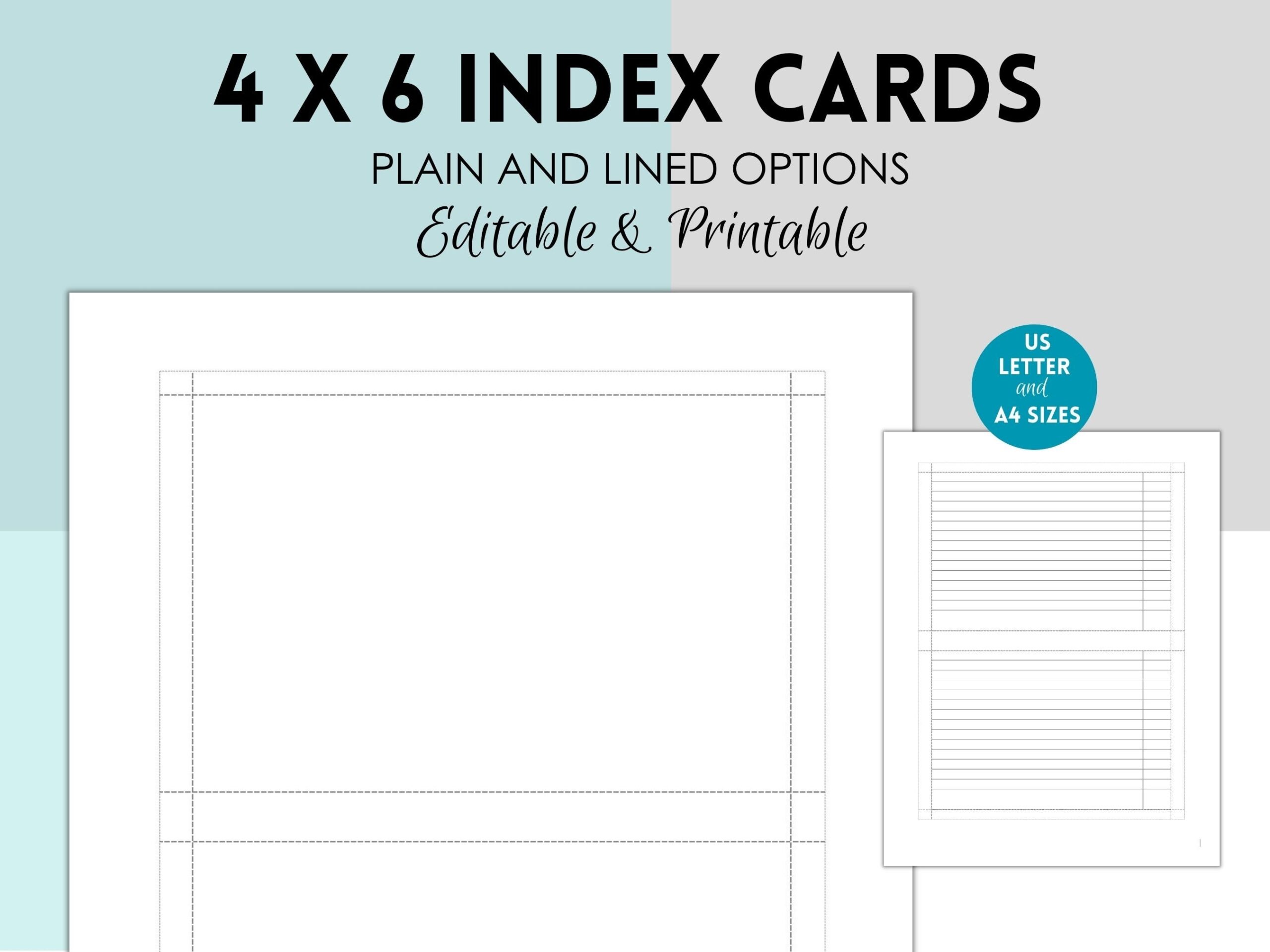 Printable 4x6 Index Card Printable Note Cards Printable Index Cards Blank Index Cards Index Card PDF Index Card Template flash Cards Etsy