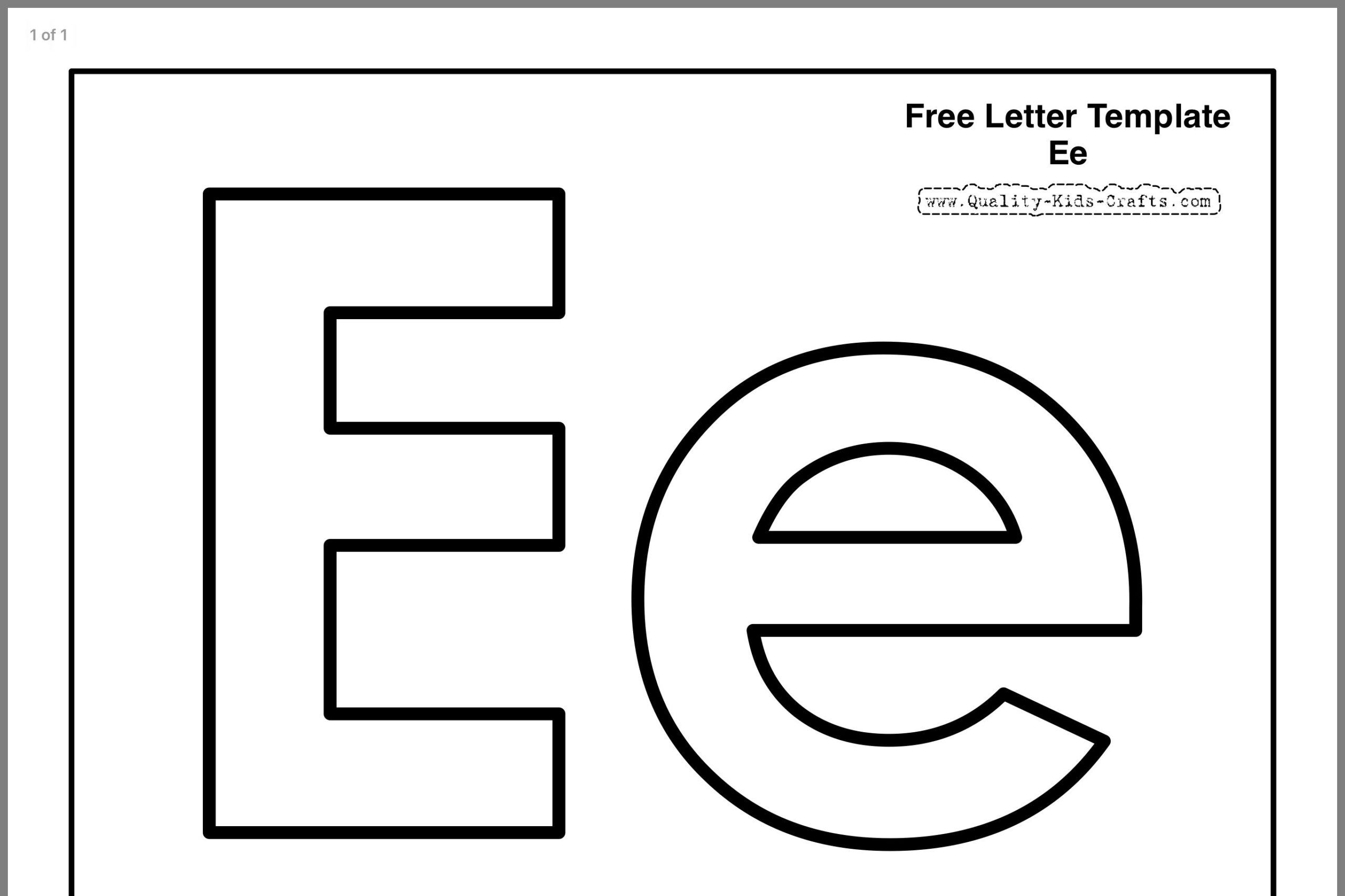 Letter E Template Printable