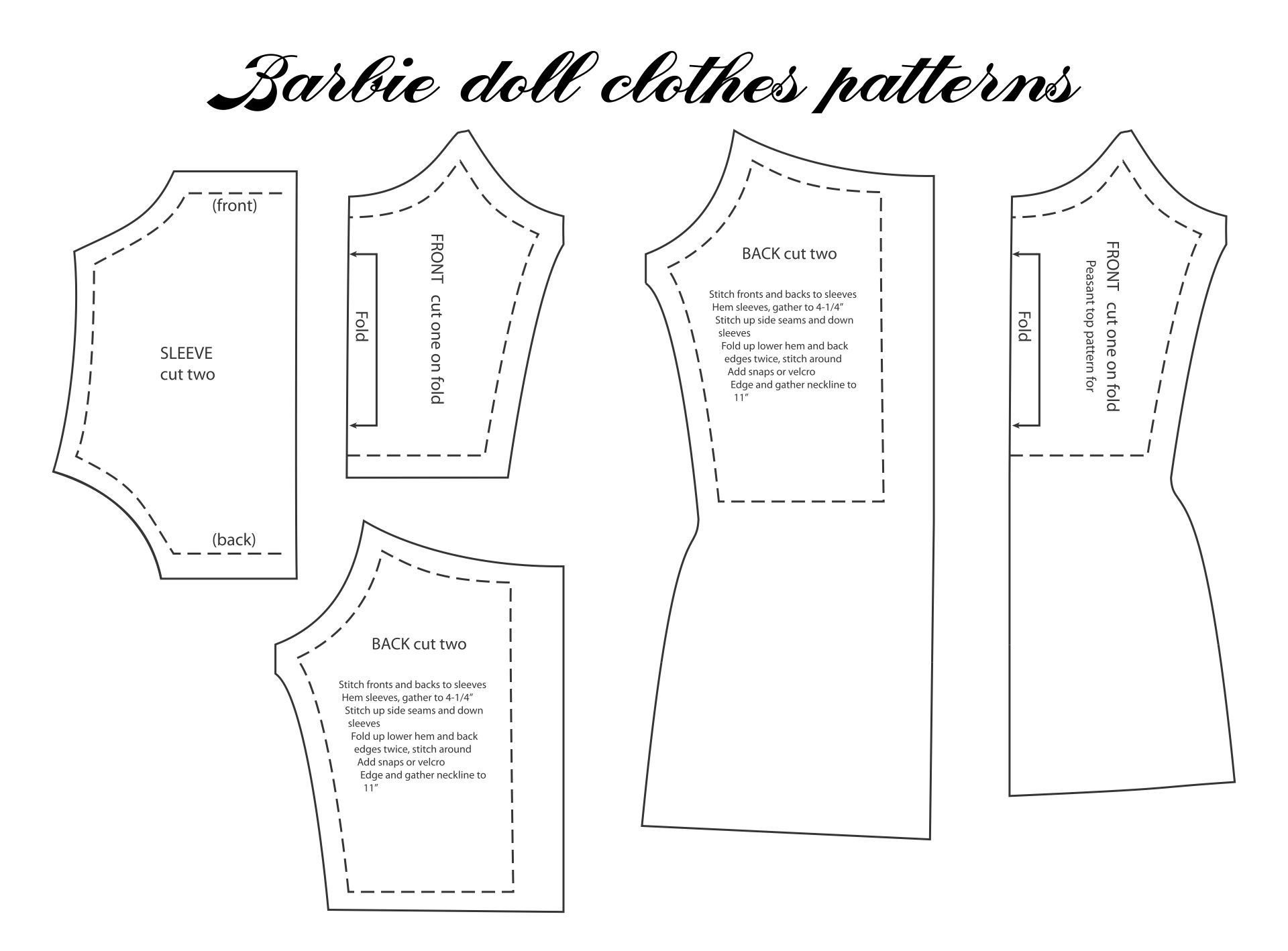 Printable Barbie Doll Clothes Patterns Barbie Sewing Patterns Barbie Dress Pattern Sewing Barbie Clothes