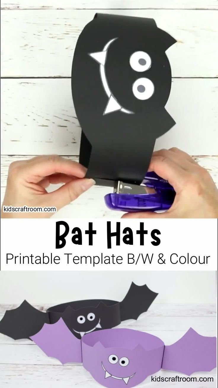 Printable Bat Hats How Fun Is This Printable Bat Hat Craft So Easy To Make And Great Halloween Crafts Preschool Halloween Preschool Halloween Crafts For Kids