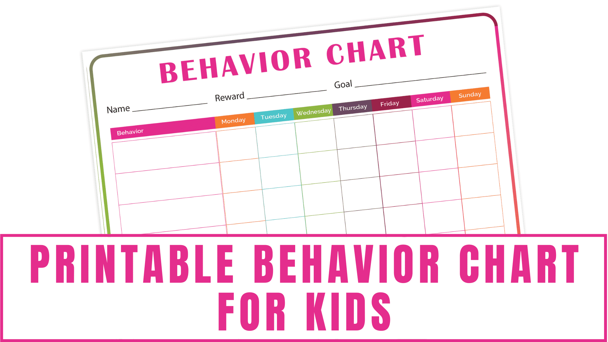 Printable Behavior Chart Template