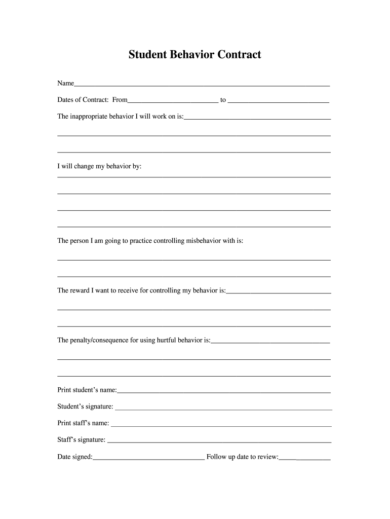 Printable Behavior Contracts Charts Fill Online Printable Fillable Blank PdfFiller