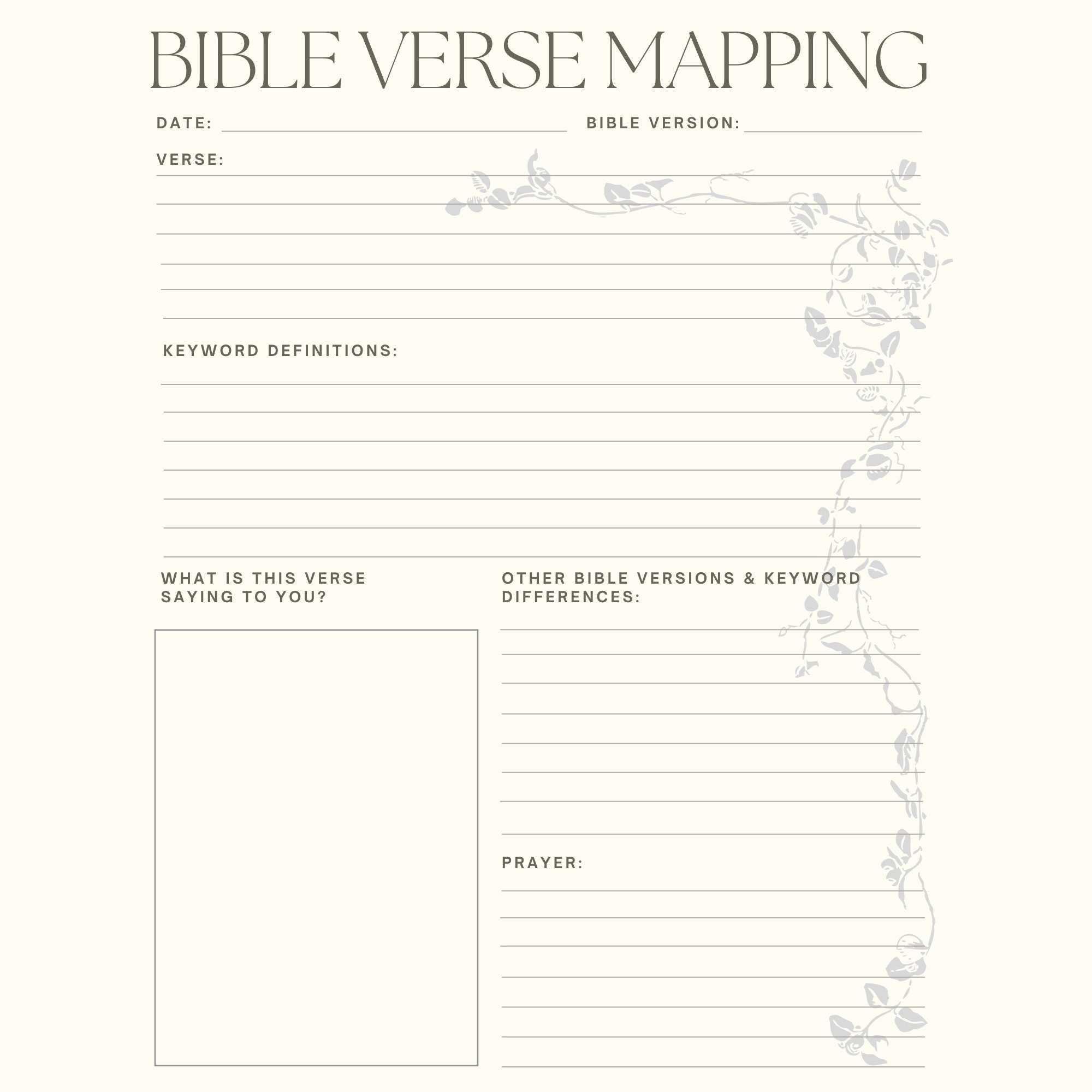 Printable Bible Study Verse Mapping Worksheet Tool Bible Note Taking Page Bible Journaling Page Bible Study Guide Etsy
