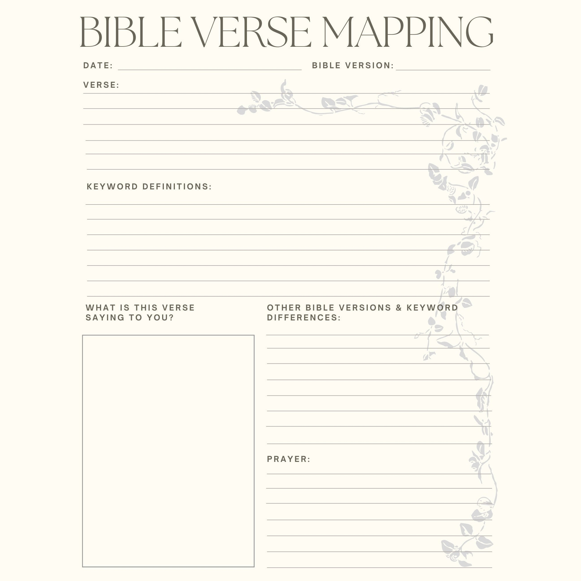 Printable Bible Study Verse Mapping Worksheet Tool Bible Note Taking Page Bible Journaling Page Bible Study Guide Etsy