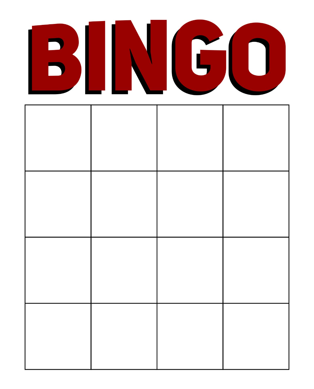 Printable Blank Bingo Cards Template 4 X 4 Bingo Template Bingo Cards Printable Templates Bingo Card Template