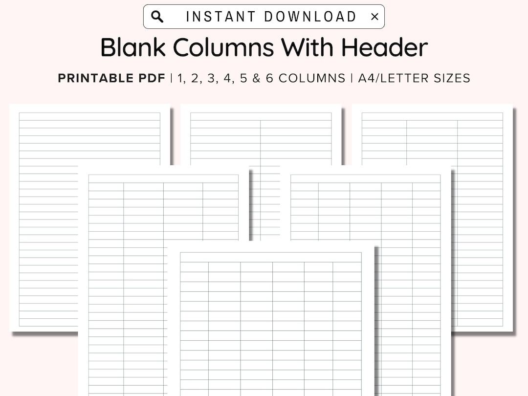Printable Blank 6 Column Chart Template