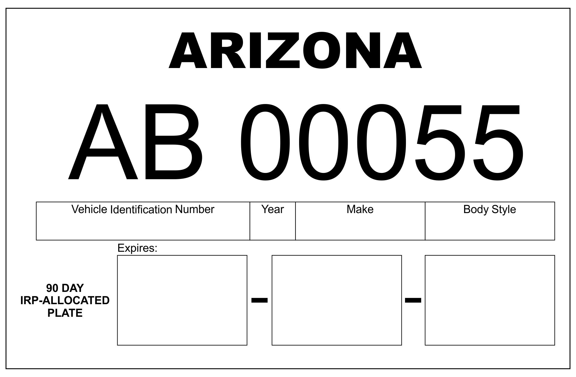 Printable Blank Oklahoma Temporary Tag Template