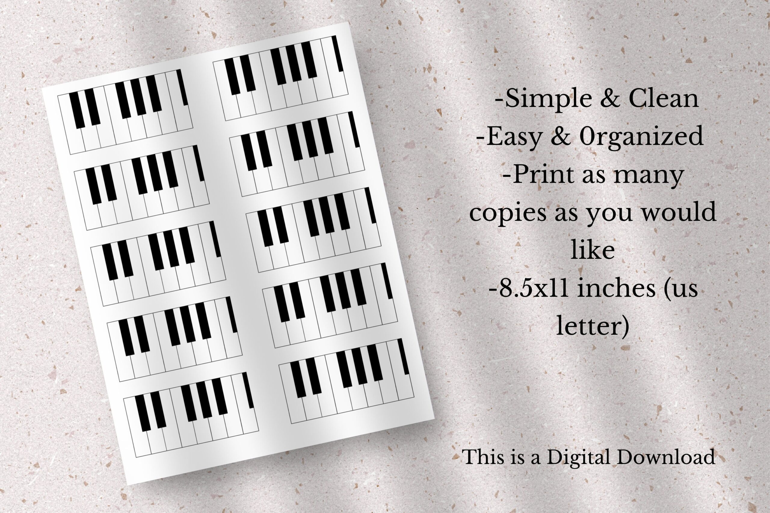 Printable Blank Piano Keyboard Template