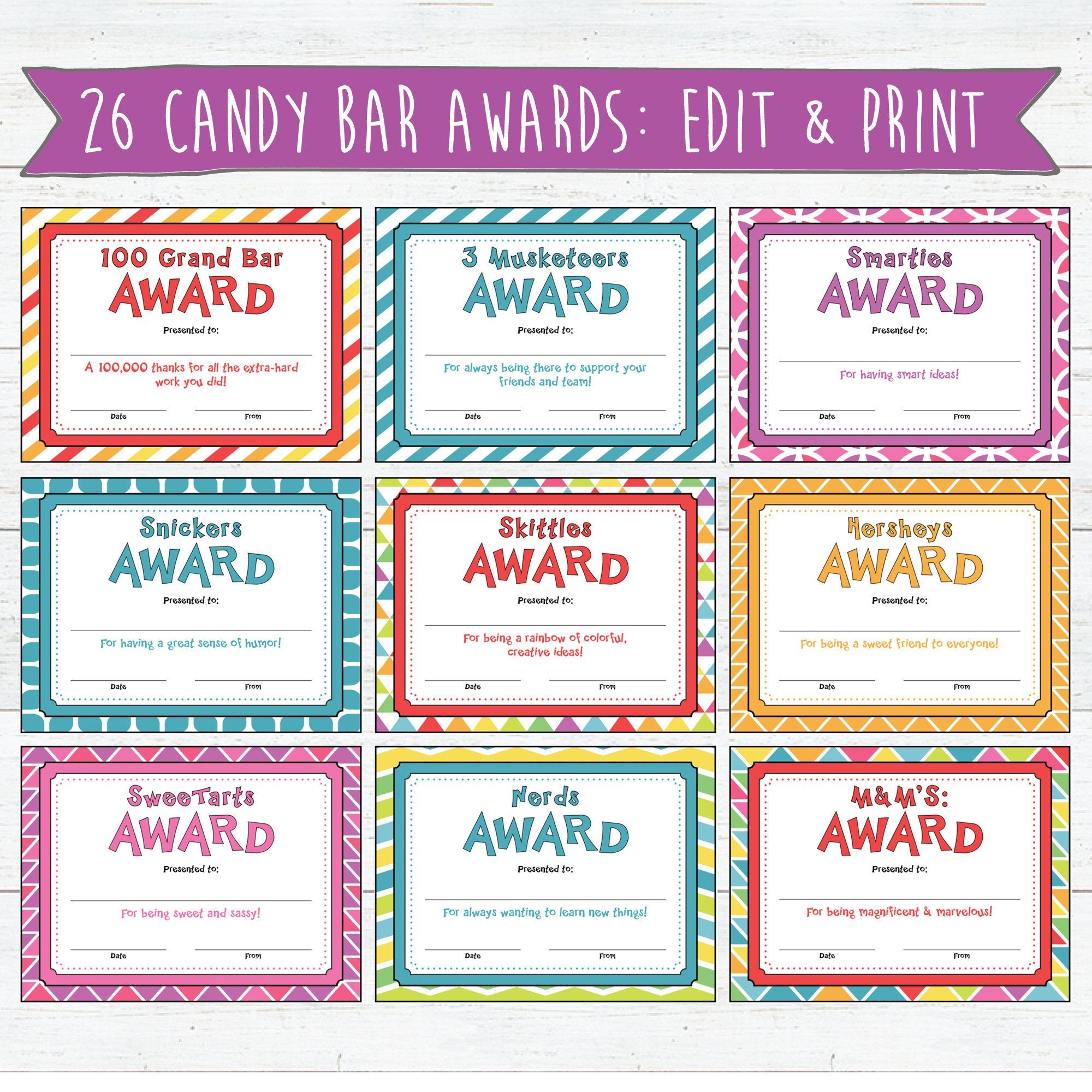 Printable Candy Bar Awards Template Free Printable Templates Free