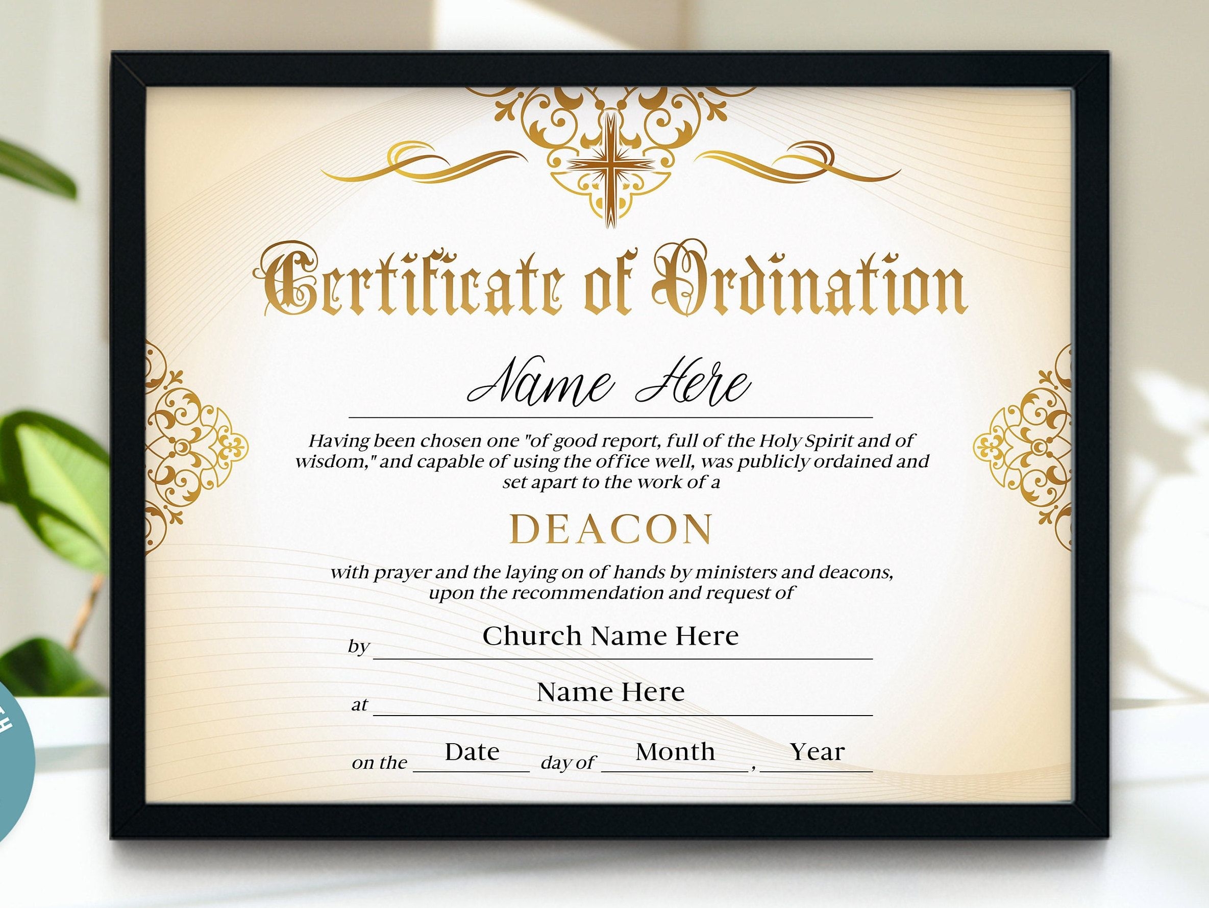 Printable Certificate Of Ordination Editable Ordained Etsy Printable Certificates Certificate Templates Certificate