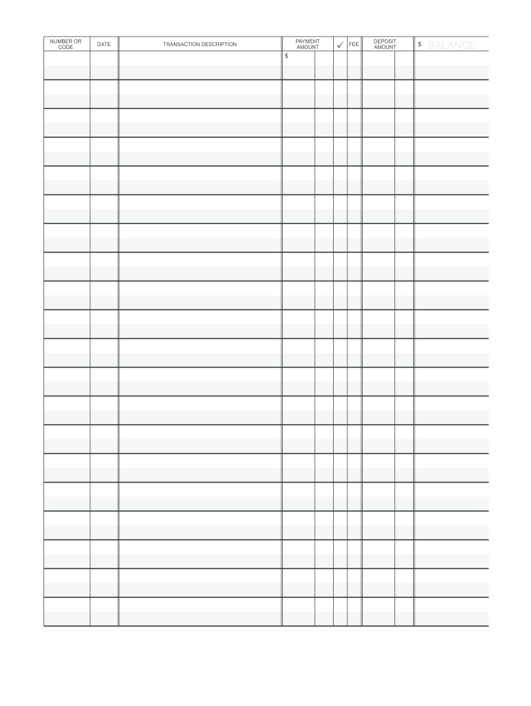 Checkbook Register Template Free Printable