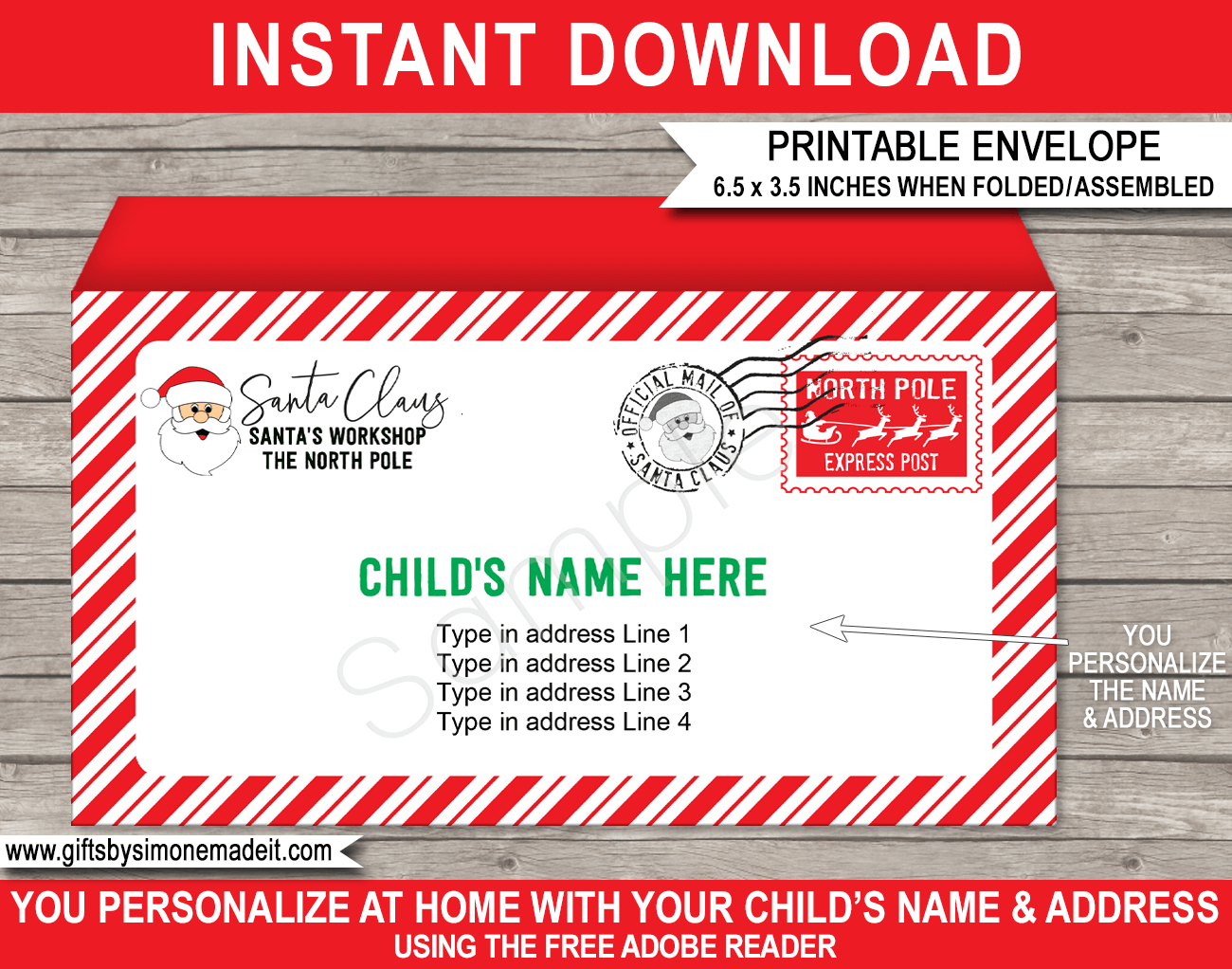 Printable Christmas Envelope Template