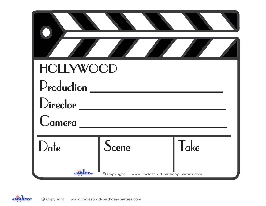Printable Clapboard Decoration Hollywood Theme Movie Themed Party Hollywood Party Theme