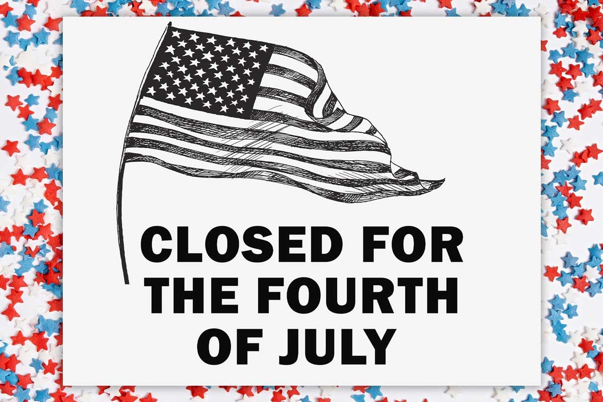 Printable Closed For 4Th Of July Sign Template