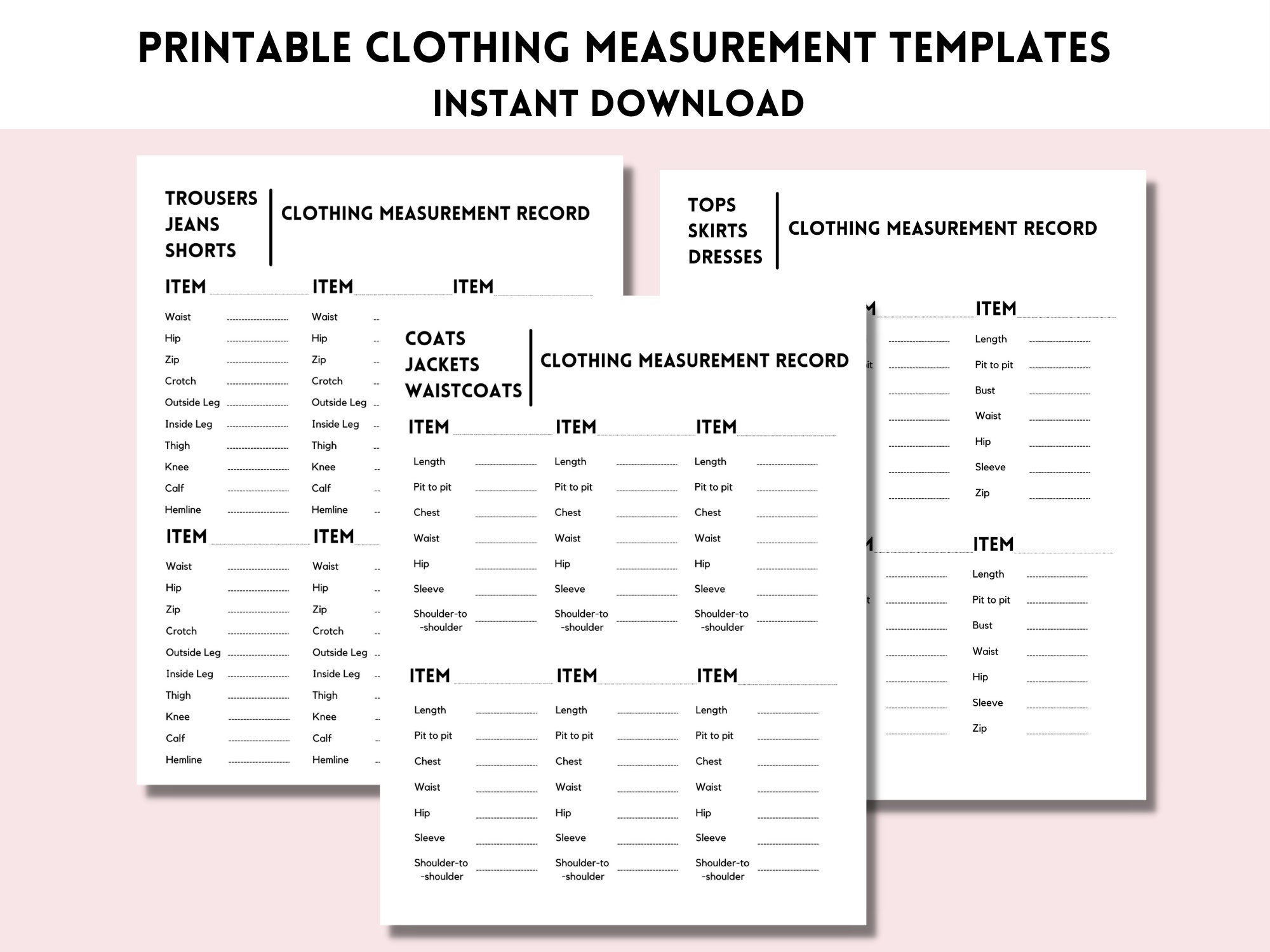 Printable Clothing Measurement Template Reseller Measuring Record Sheets Poshmark Ebay Mercari Instant Digital Download Etsy Finland