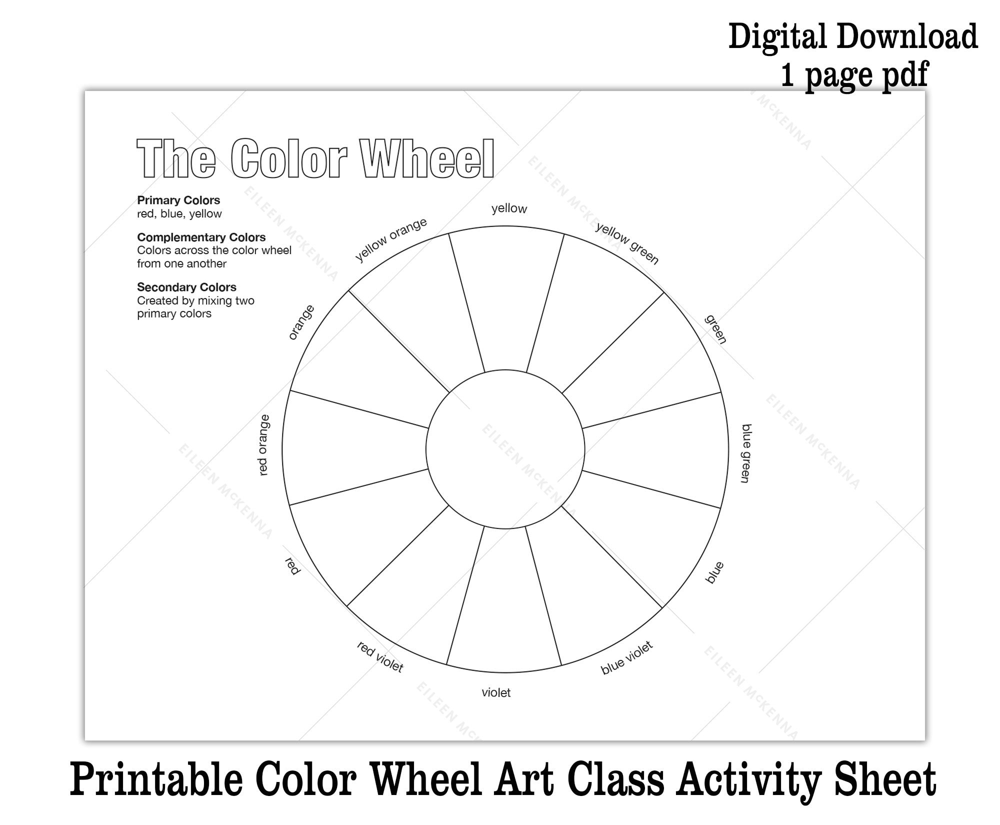 Colour Wheel Template Printable