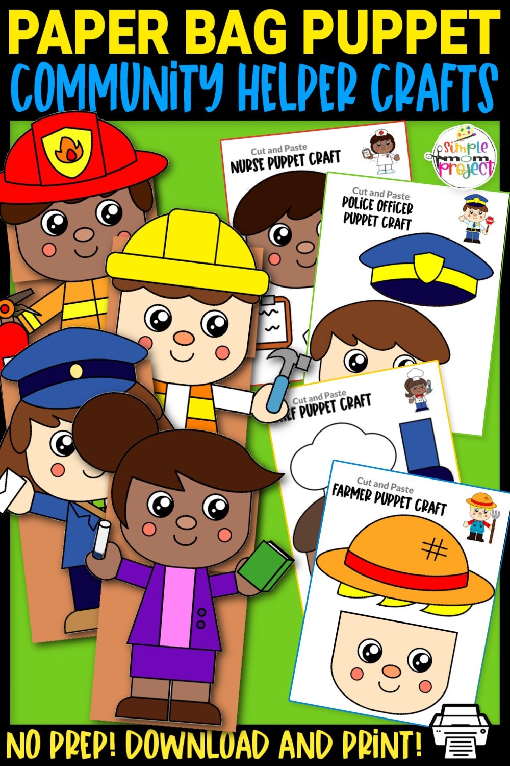 Printable Community Helper Puppet Craft Templates Simple Mom Project
