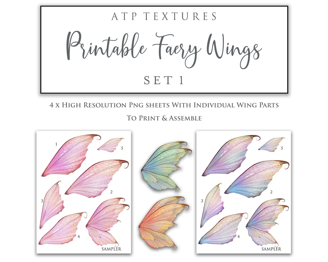 PRINTABLE FAIRY WINGS Set 1 Scrapbooking Clipart Digital Wing Print Cosplay Photoshop Png Art Doll Faery Child Costume Pattern Etsy