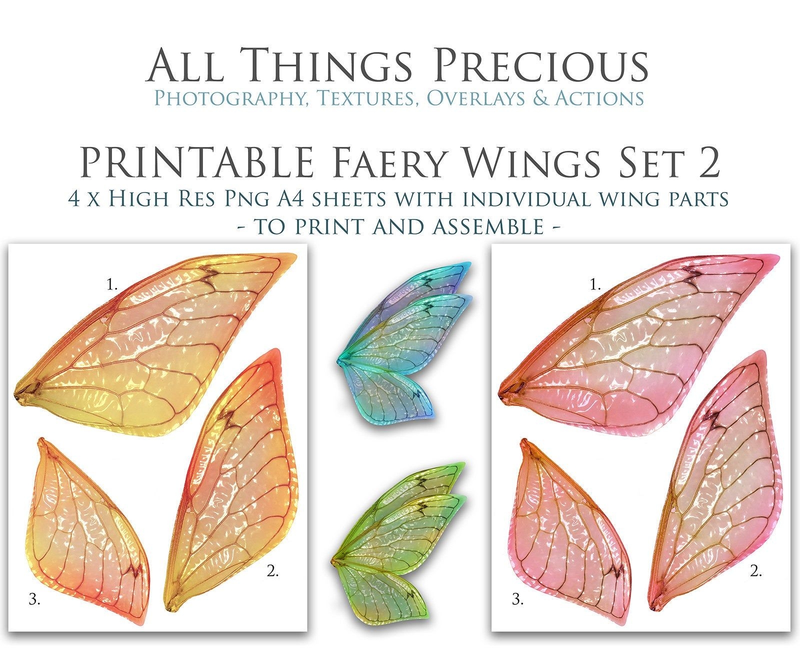 PRINTABLE FAIRY WINGS Set 2 Print Pattern Template Clipart Png Fairy Wing Digital Scrapbooking Art Photoshop Overlay Faery Doll Etsy Australia Insect Wings Fantasy Art Dolls Doll Sets