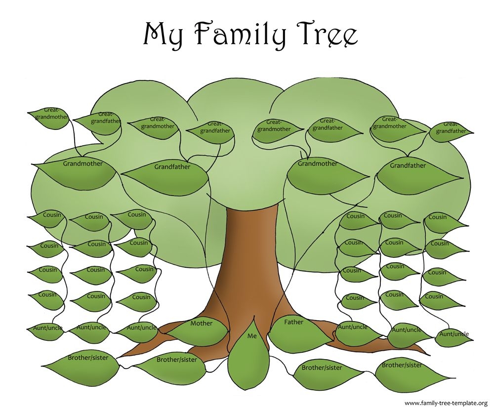 Printable Family Tree Template With Siblings Aunts Uncles Cousins