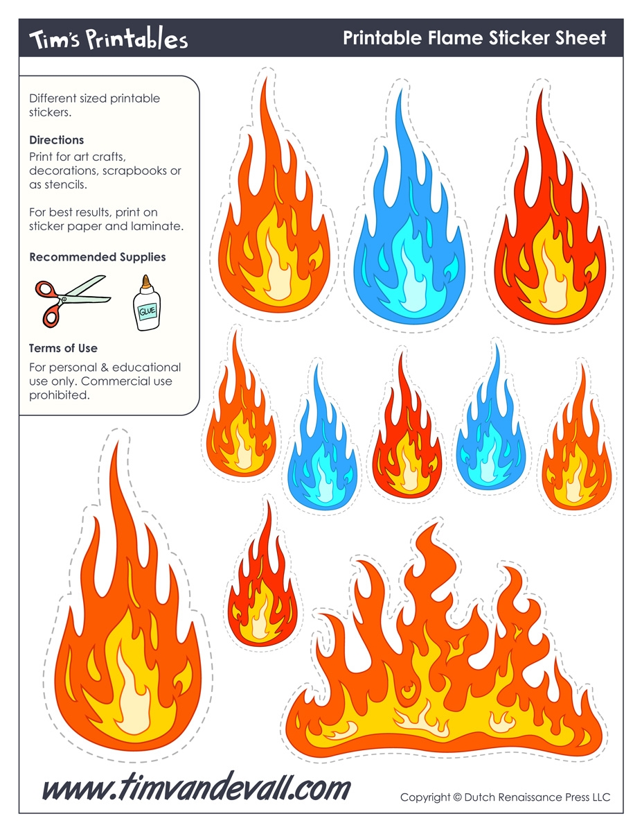 Printable Flame Stickers Flame Templates Tim s Printables
