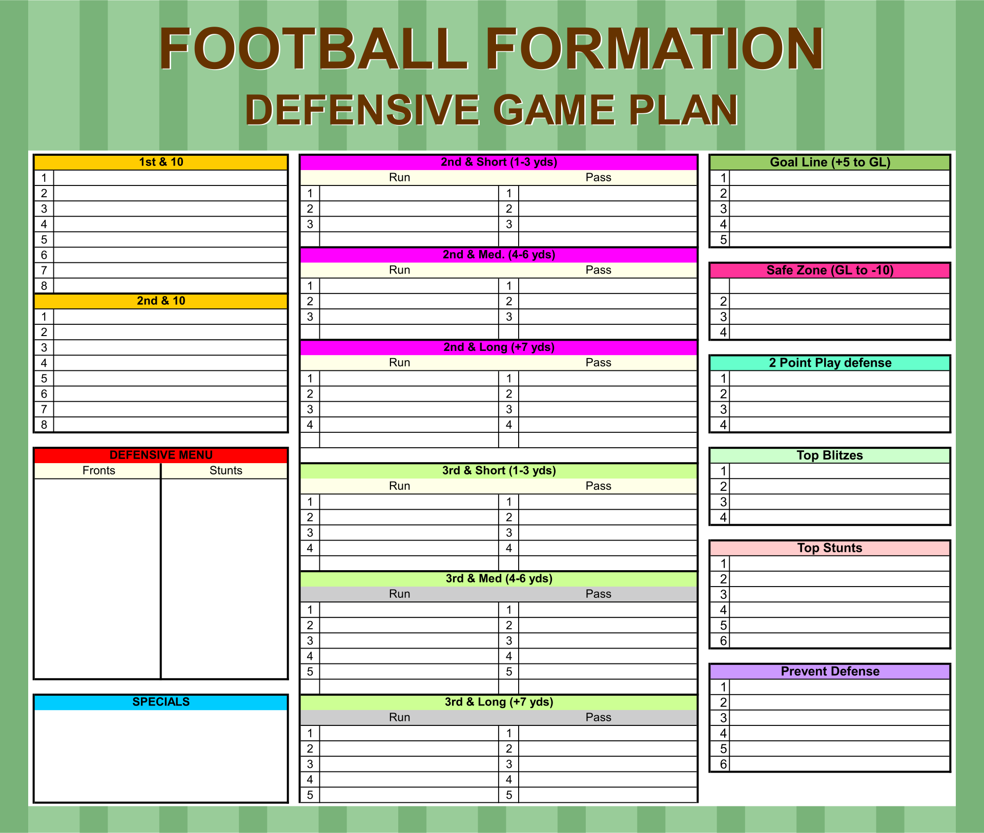 Printable Football Game Plans Templates Football Template Football How To Plan