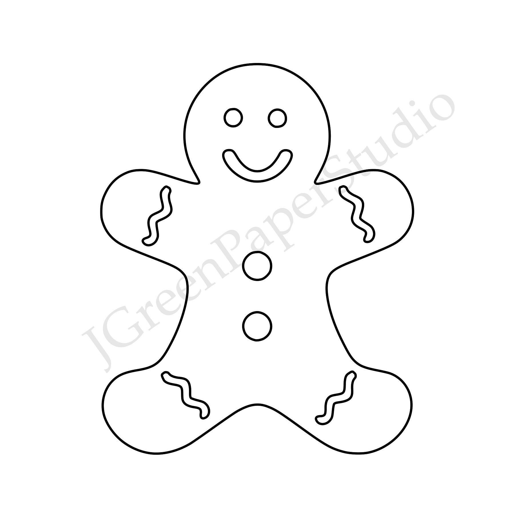 Printable Gingerbread Man Template pdf Digital Download Cookie Kids Holiday Coloring Page Kids Craft Stencil 7 inch Gingerbread Scrapbooking Etsy