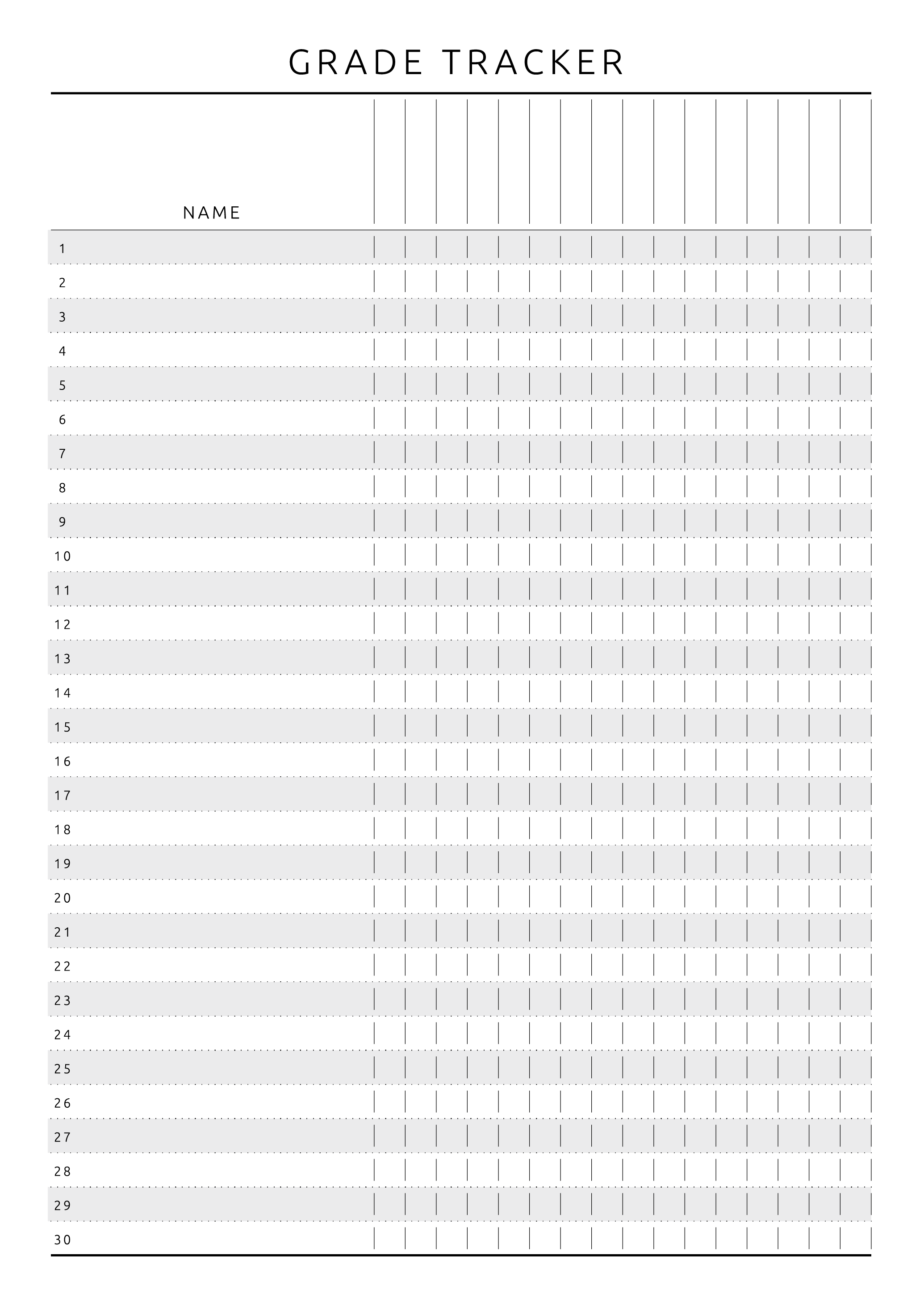 Free Printable Gradebook Template
