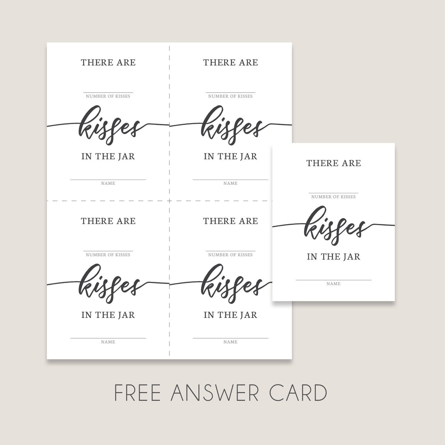 PRINTABLE Guess How Many Kisses Are In The Jar Sign Printable Bridal Shower Games Bachelorette Printable Bridal Shower Games Printable Signs Etsy Printables