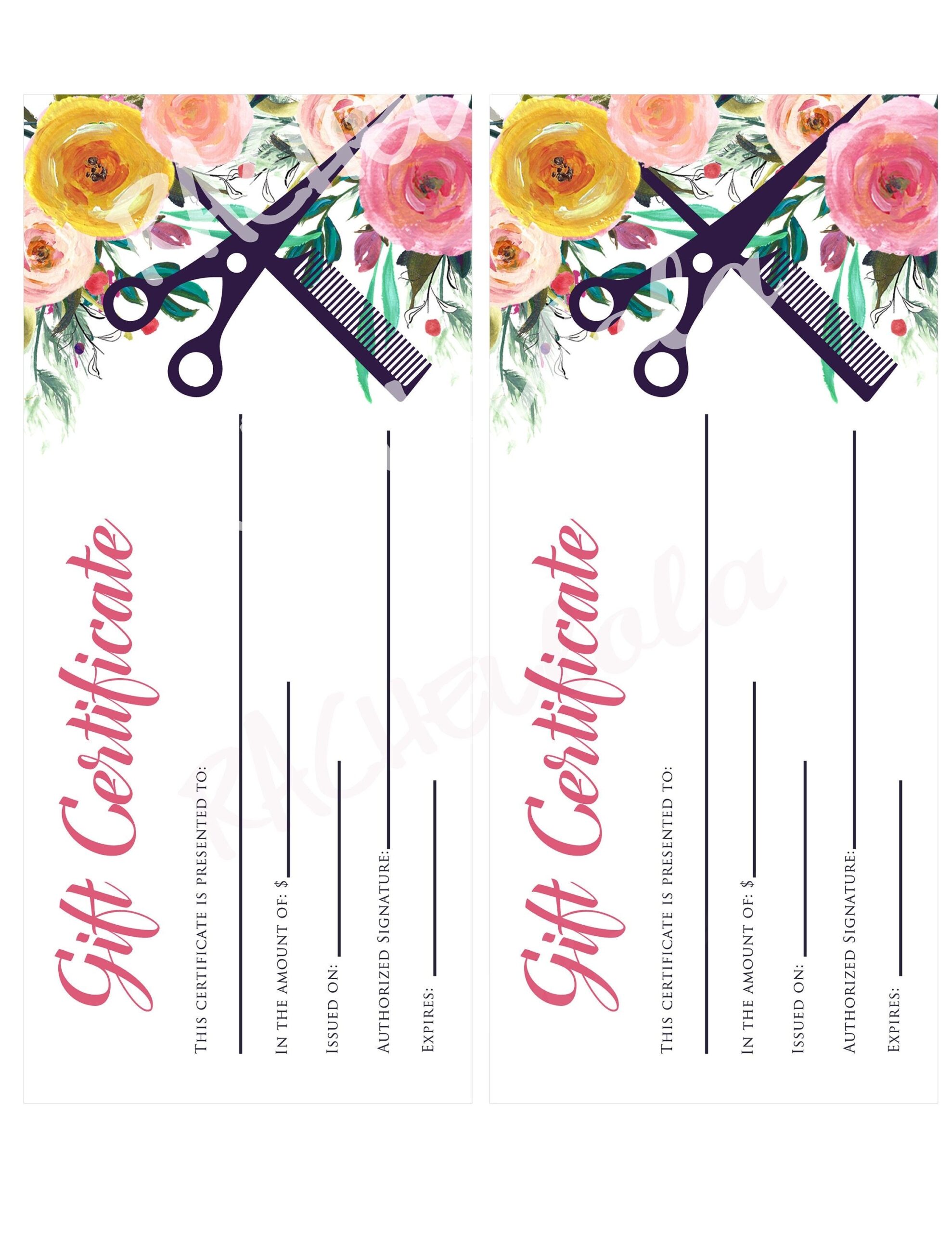 Hair Salon Gift Certificate Template Free Printable