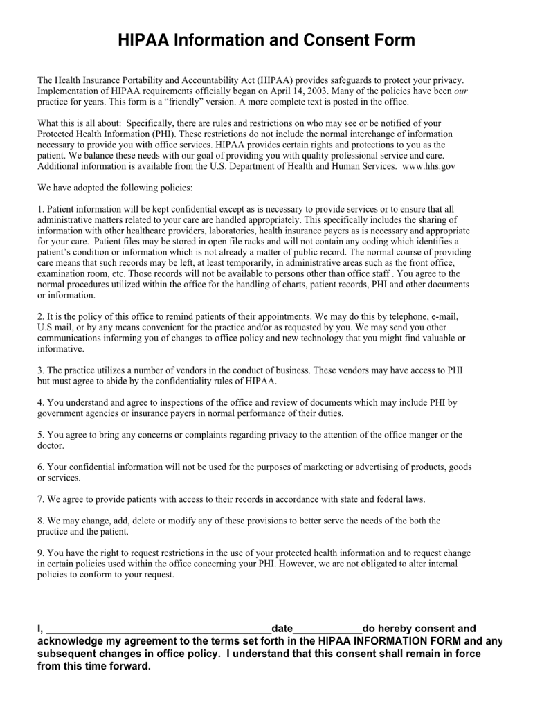Printable Hipaa Privacy Policy Template Fill Online Printable Fillable Blank PdfFiller