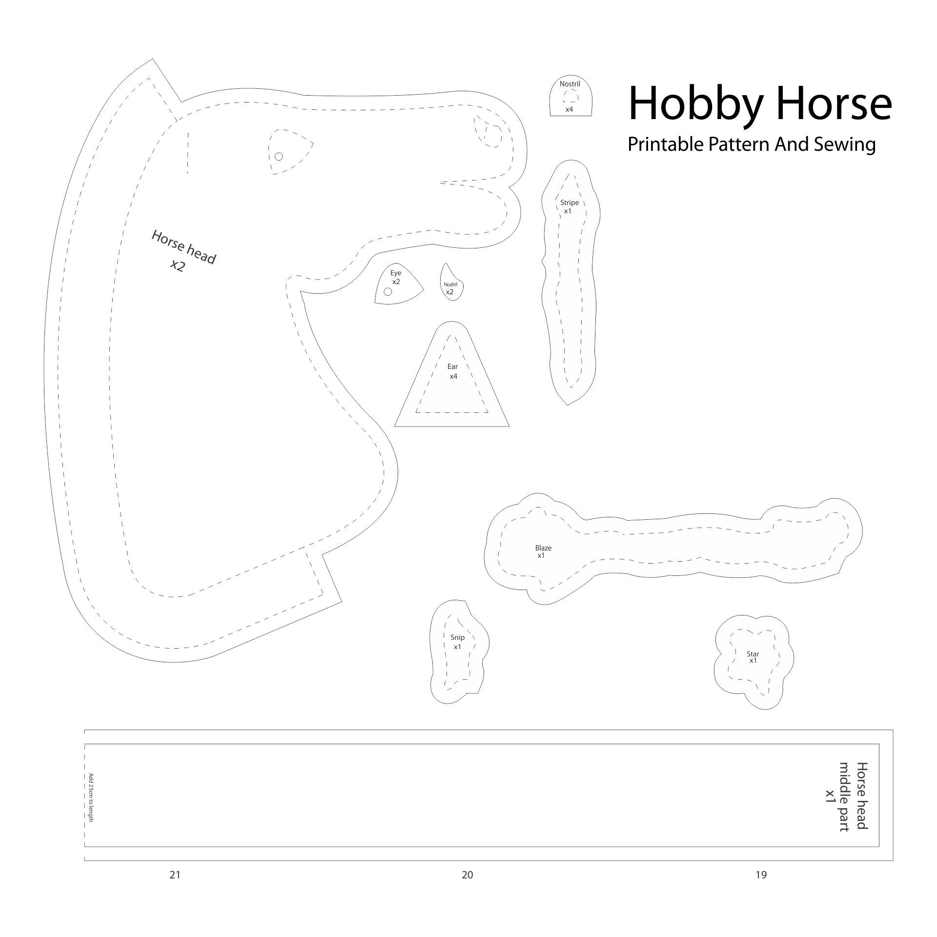Printable Hobby Horse Pattern Hobby Horse Horse Pattern Printable Sewing Patterns