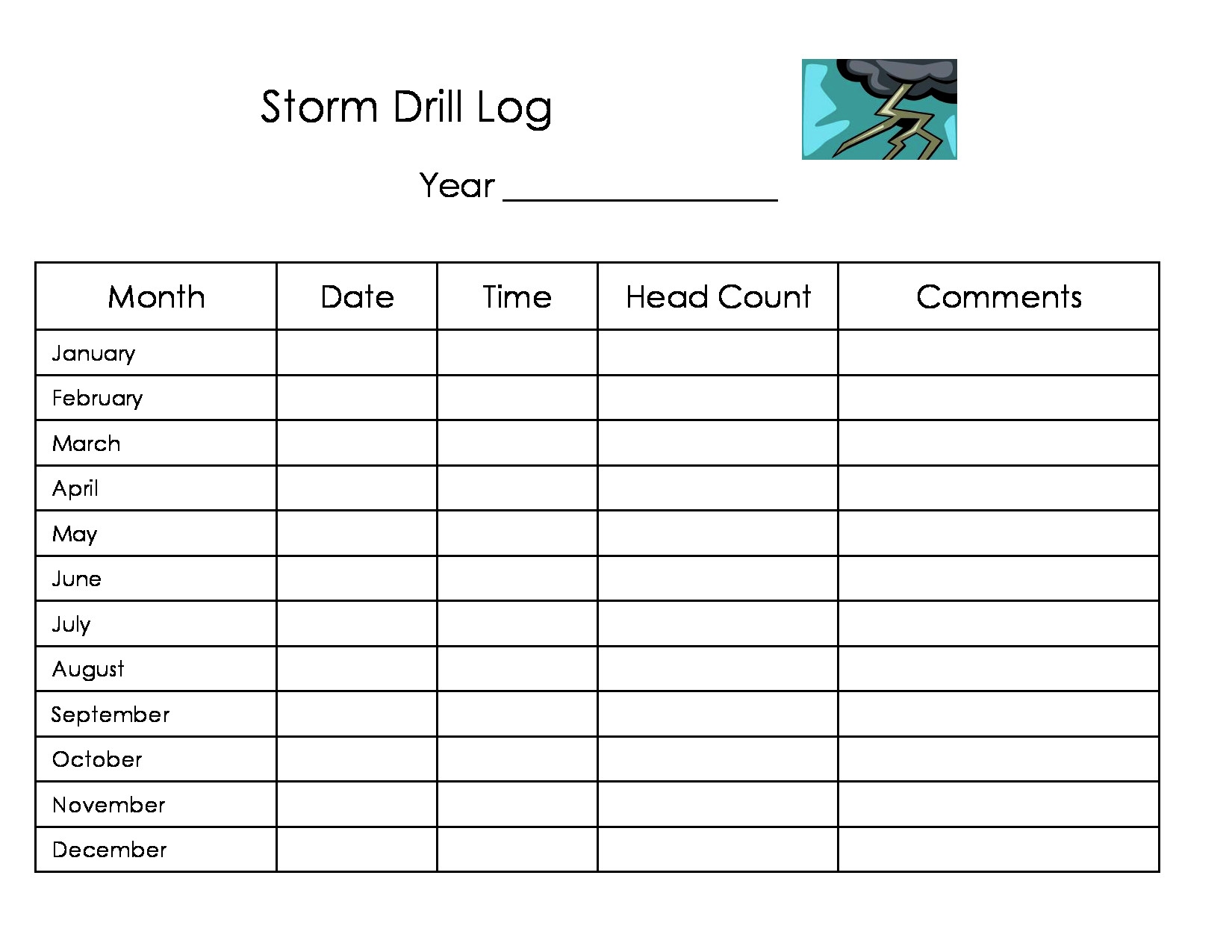 Printable Fire Drill Log Template