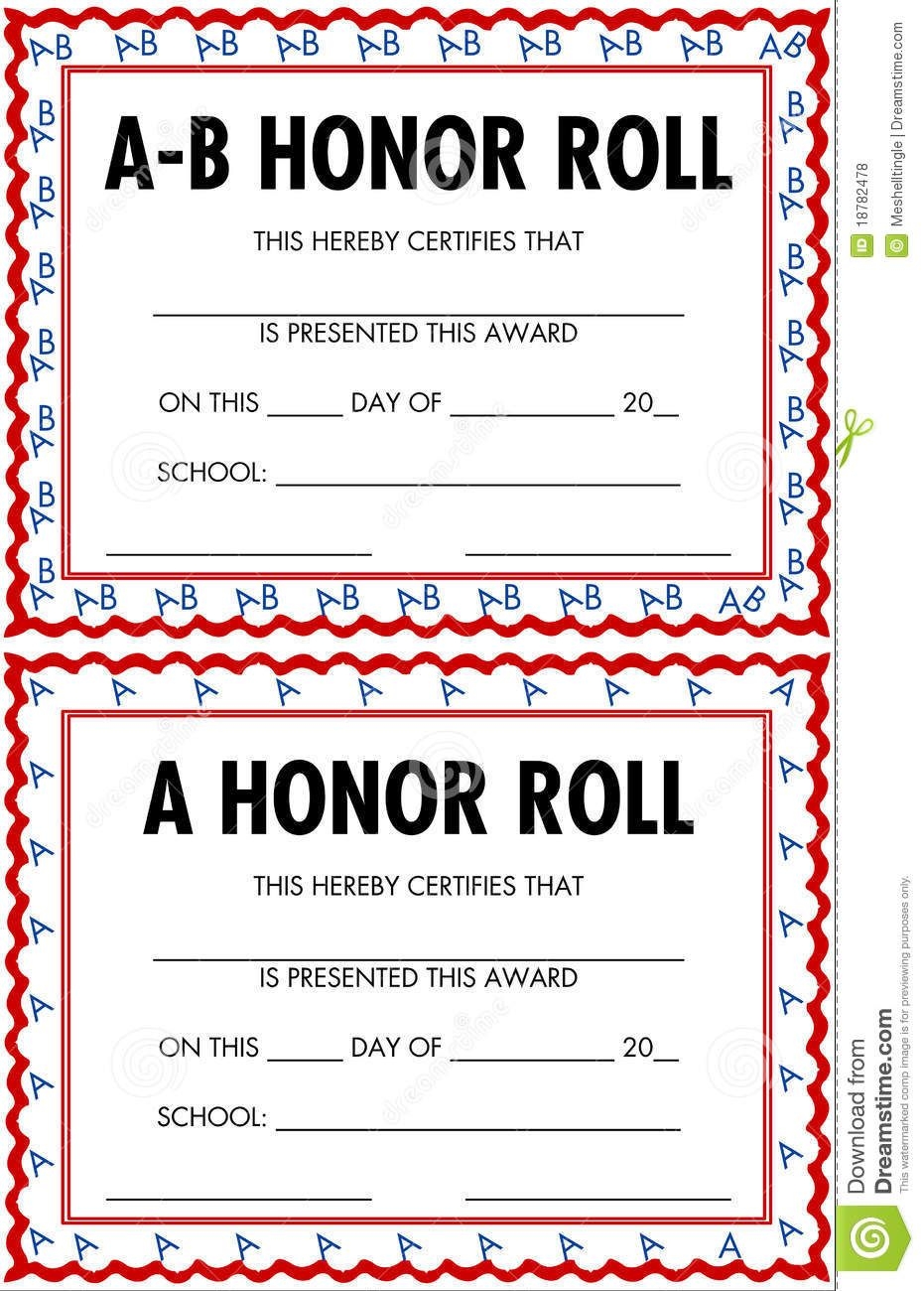 Printable Honor Award Certificate Templates Certificate Templates Honor Roll Award Template